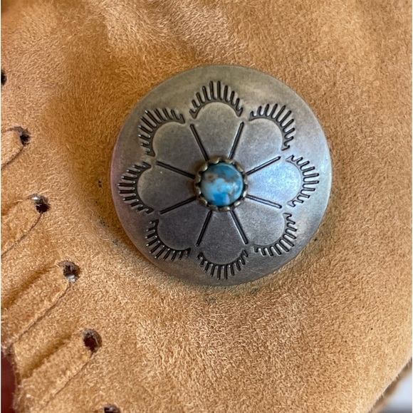 RALPH LAUREN Suede Whip Stitch Leather Western Jacket Silver Turquoise Buttons M - Picture 2 of 15